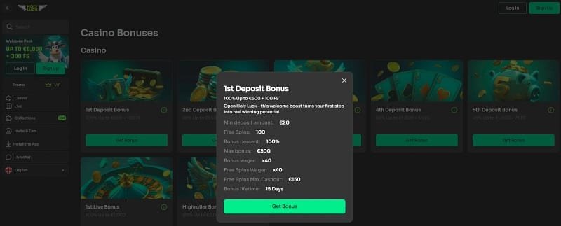 Holyluck app móvil – Cómo gestionar el bono de bienvenida desde el móvil